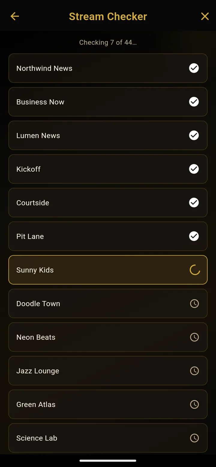 Stream Checker scanning a new playlist