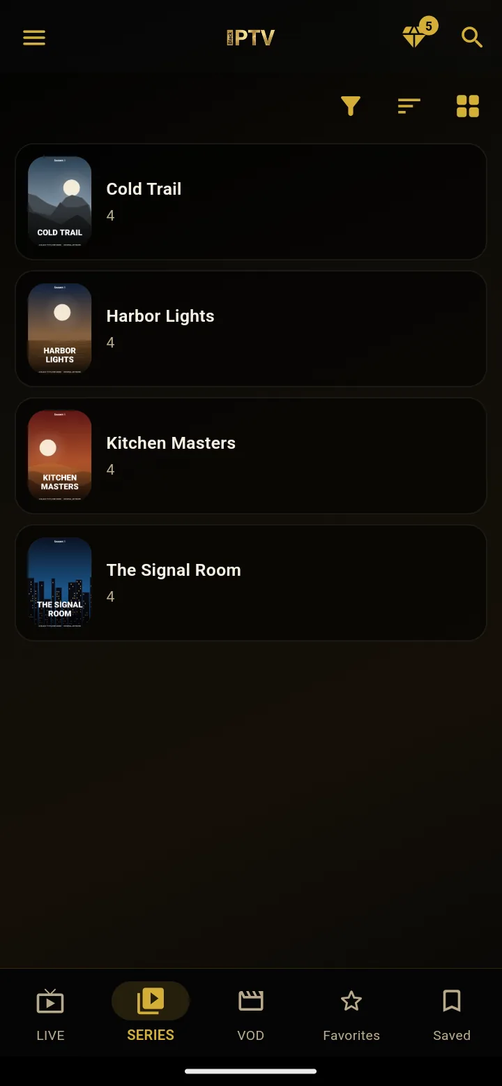 Series library in Black IPTV